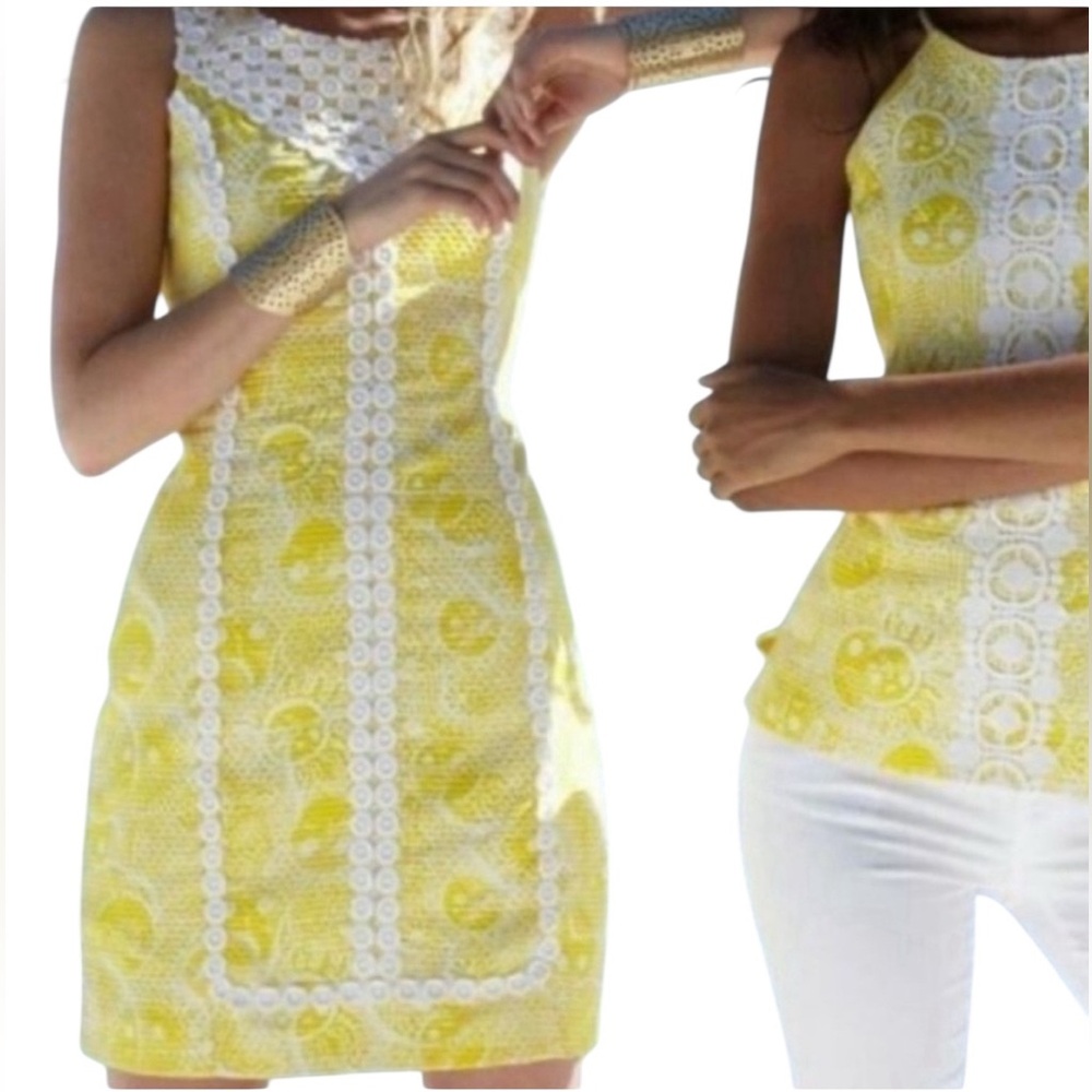 Lilly Pulitzer Yellow Lace-Trim Mini Dress - Picture 2 of 16